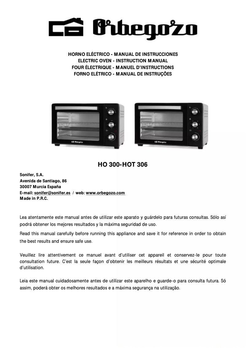 Image de la première page du manuel de l'appareil HOT 306