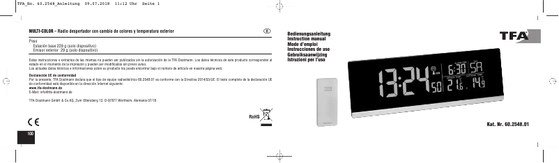 Page 1 de la notice Manuel utilisateur TFA 60.2548.01