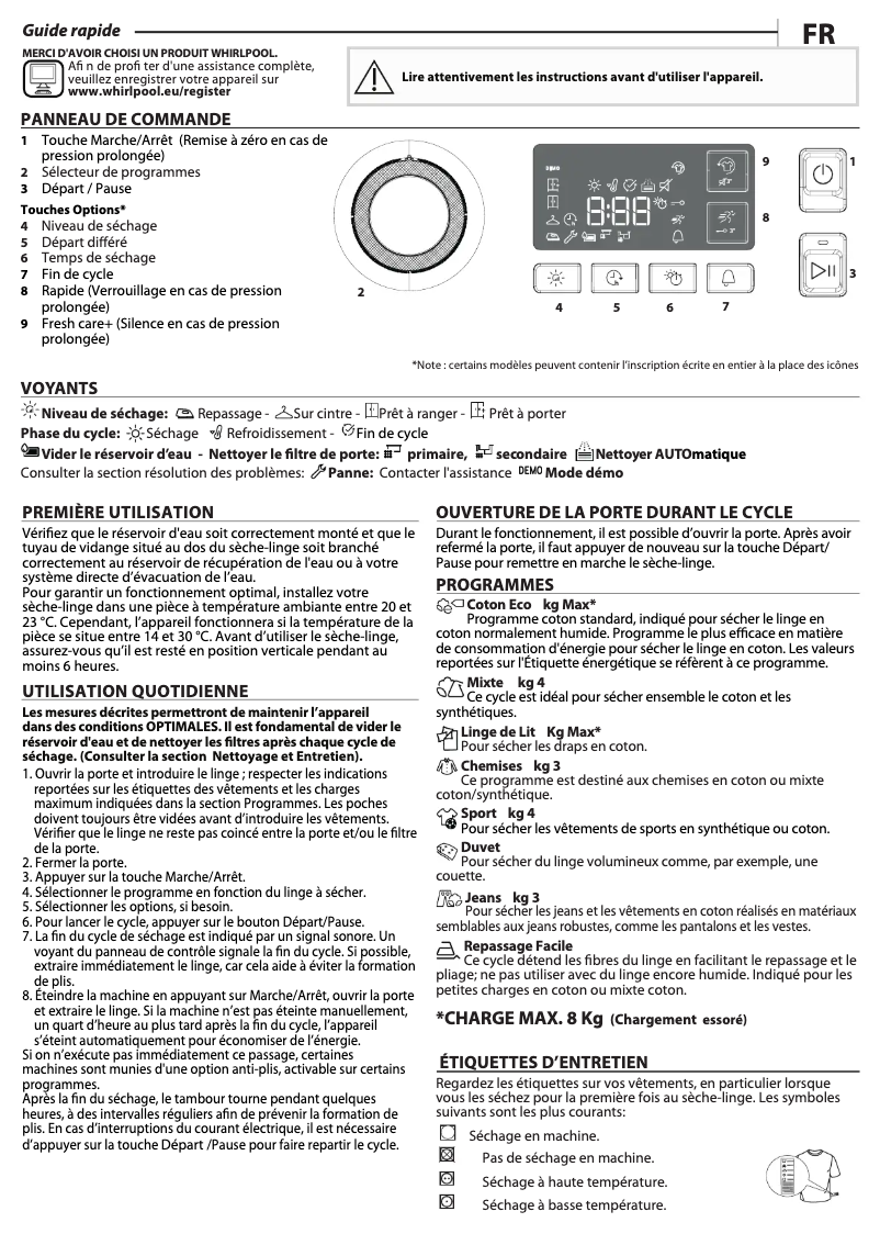 Página 1 del manual Manual de usuario Whirlpool FTBE M11 8X2Y