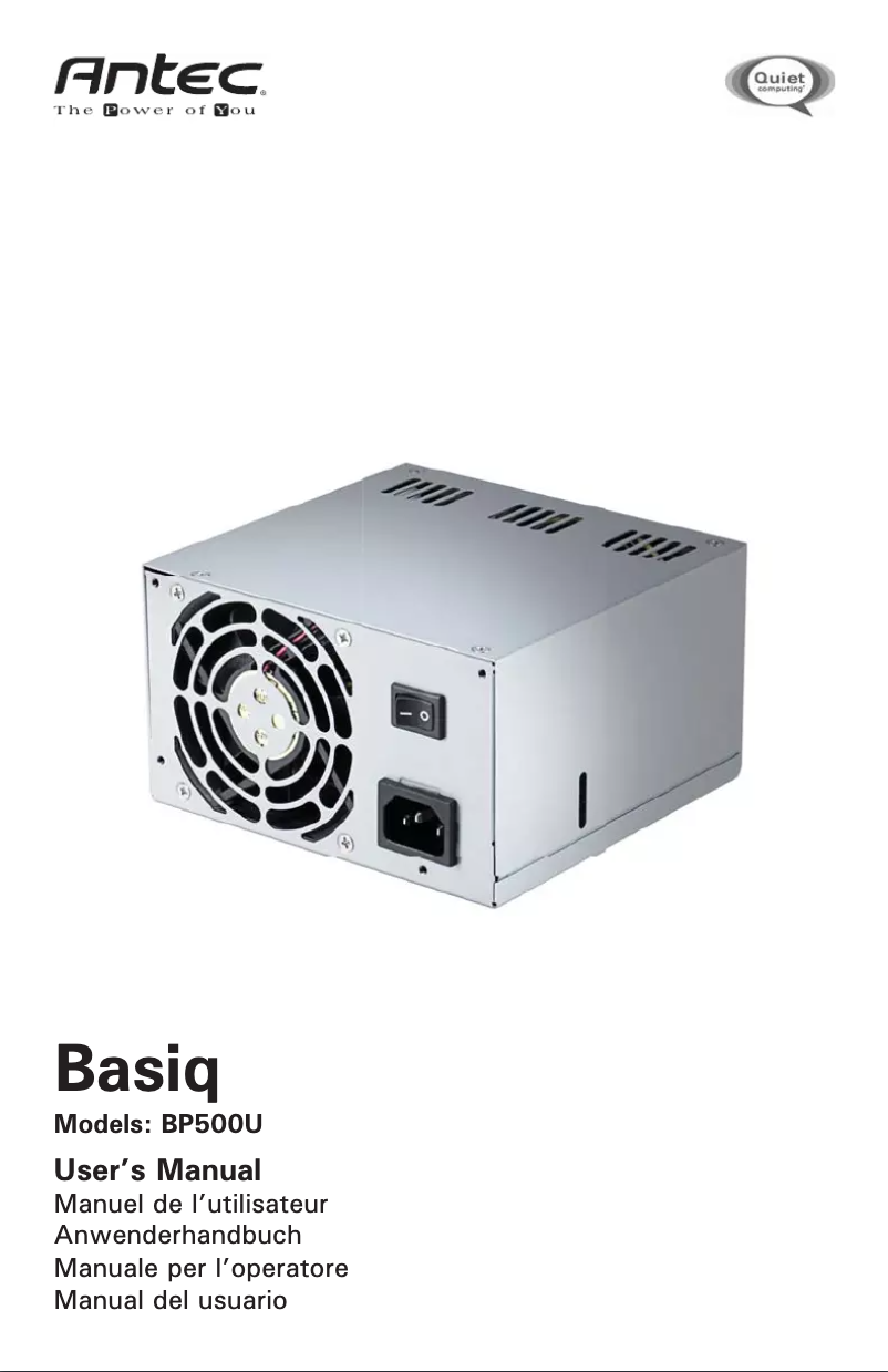 Page n°1 - Manuel utilisateur Antec BP500U - GB