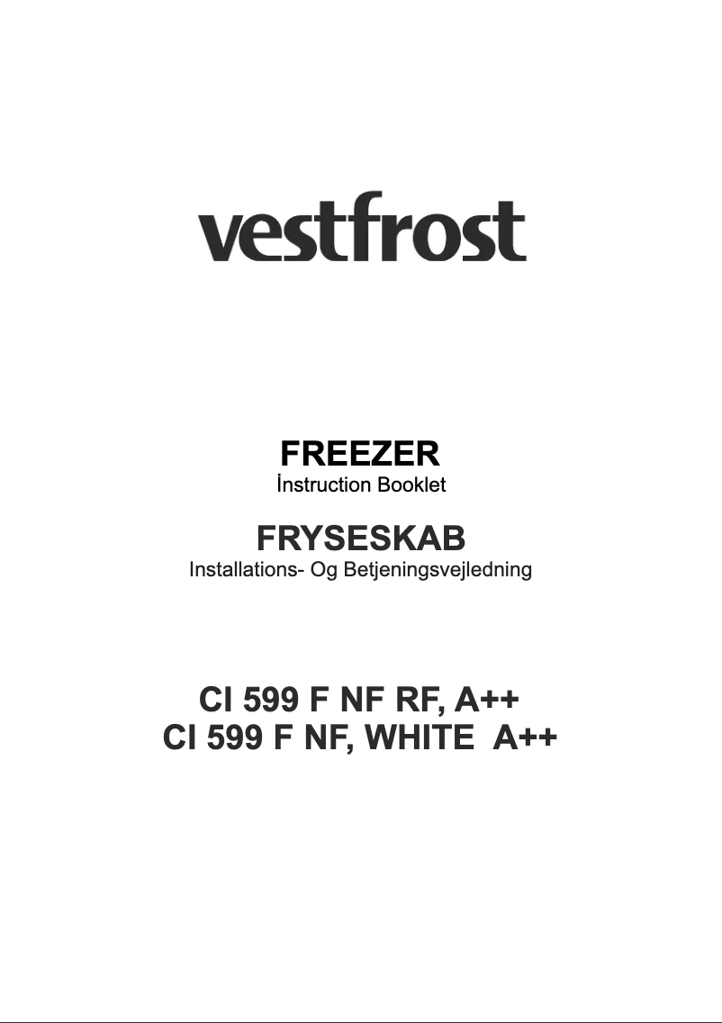 Page 1 de la notice Manuel utilisateur Vestfrost CI 599 F NF RF E