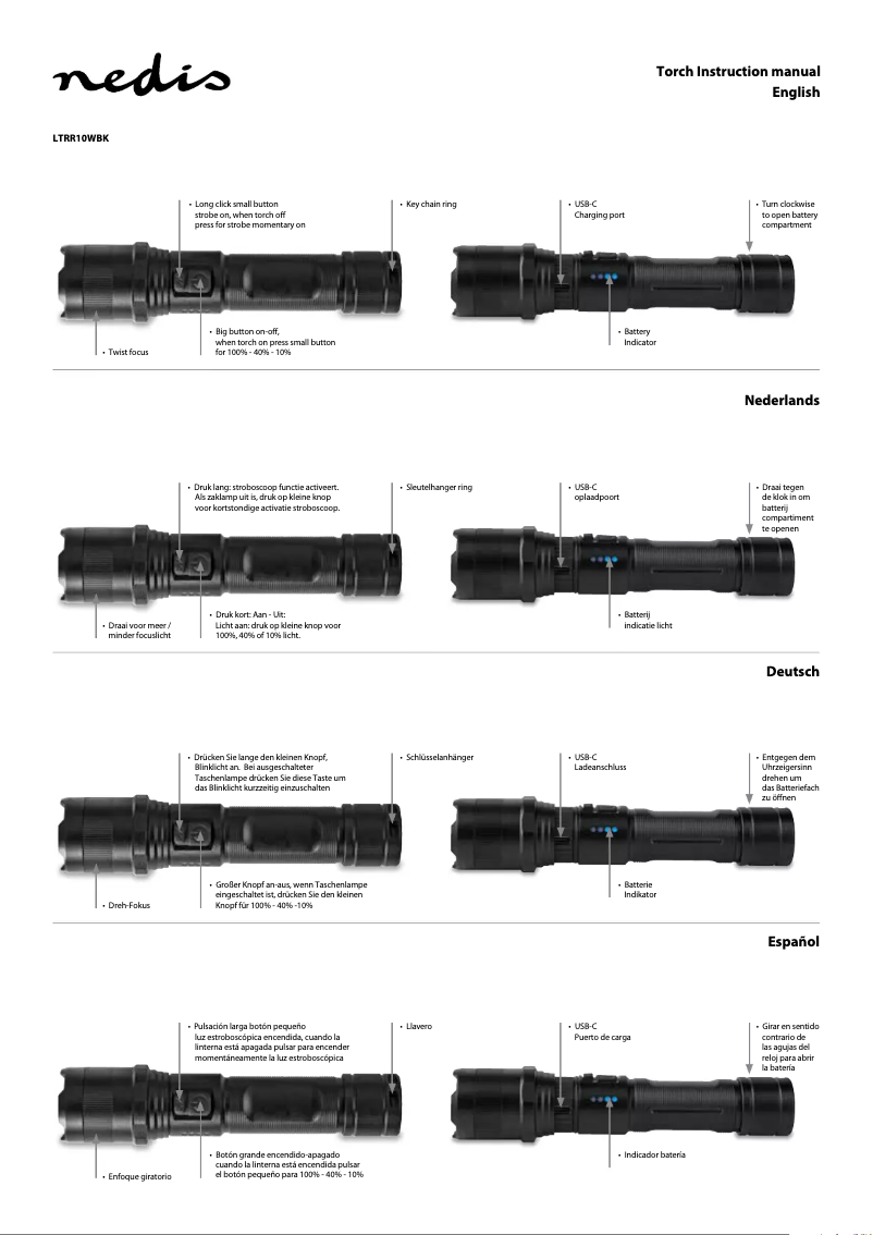 Page 1 de la notice Manuel utilisateur Nedis LTRR10WBK