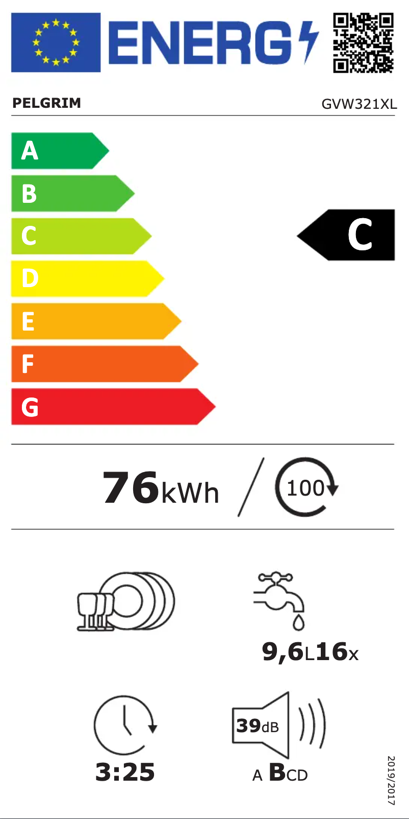 Page n°1 - Label énergétique Pelgrim GVW321XL