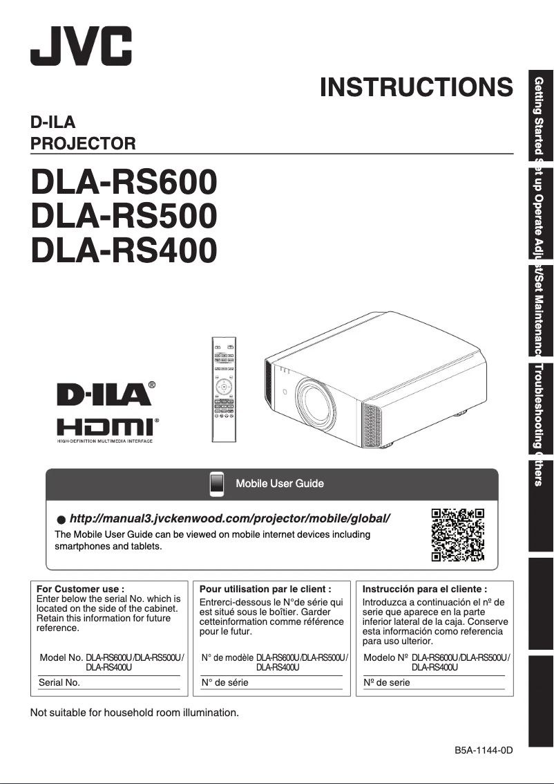 Image de la première page du manuel de l'appareil DLA-RS500