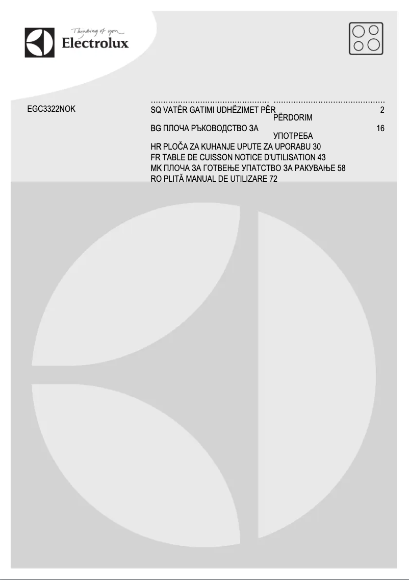 Page 1 de la notice Manuel utilisateur Electrolux EGC3322NVK