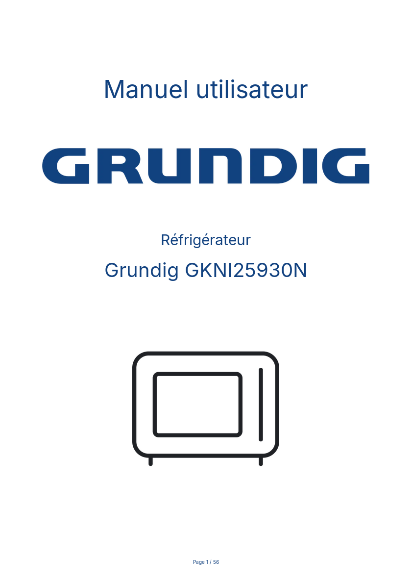 Page n°1 - Manuel utilisateur Grundig GKNI25930N