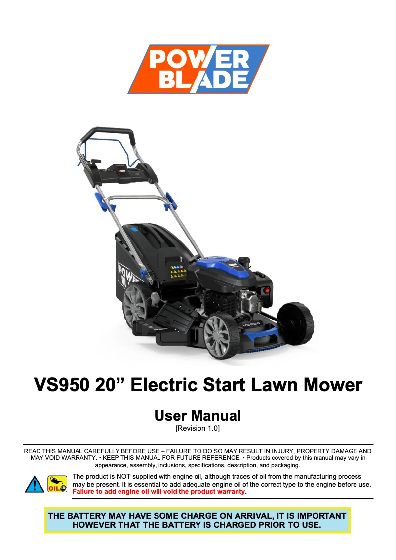 Page n°1 - Manuel utilisateur Powerblade VS950