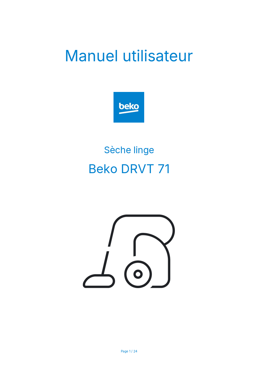 Page n°1 - Manuel utilisateur Beko DRVT 71