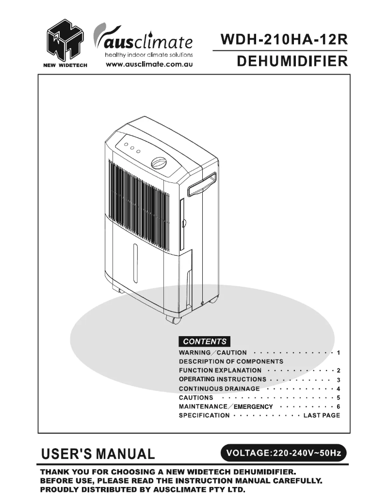 Image de la première page du manuel de l'appareil WDH-210HA