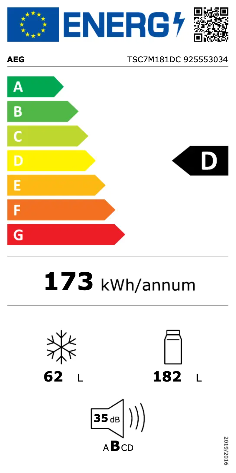 Page n°1 - Label énergétique AEG TSC7M181DC