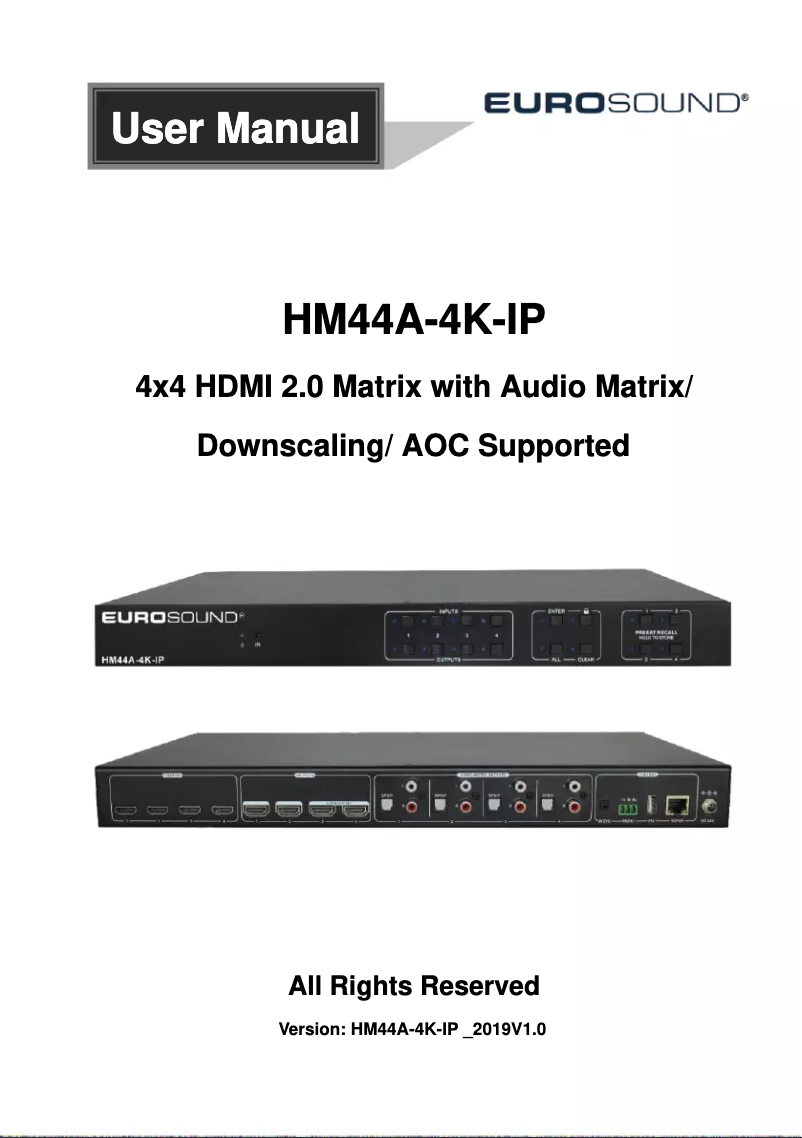 Page 1 de la notice Manuel utilisateur Eurosound HM44A-4k-IP