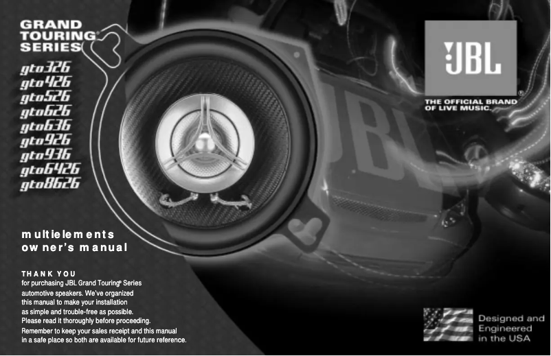 Page n°1 - Manuel utilisateur JBL Grand Touring GTO326