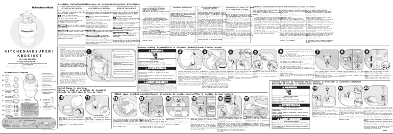 Page 1 de la notice Guide d'installation KitchenAid KBDS100T