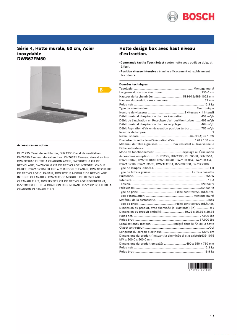 First page image of the manual for DWB67FM50