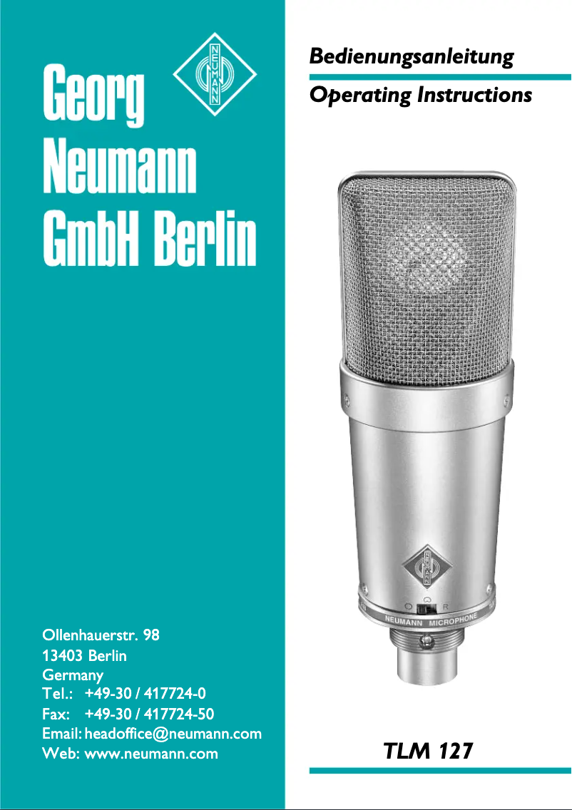 Page n°1 - Manuel utilisateur Neumann TLM 127
