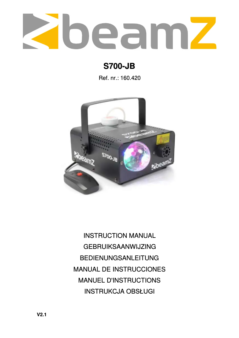 Page n°1 - Manuel utilisateur BeamZ S700-JB