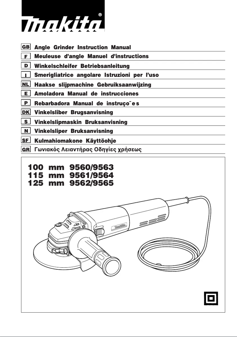 Page n°1 - Manuel utilisateur Makita 9560