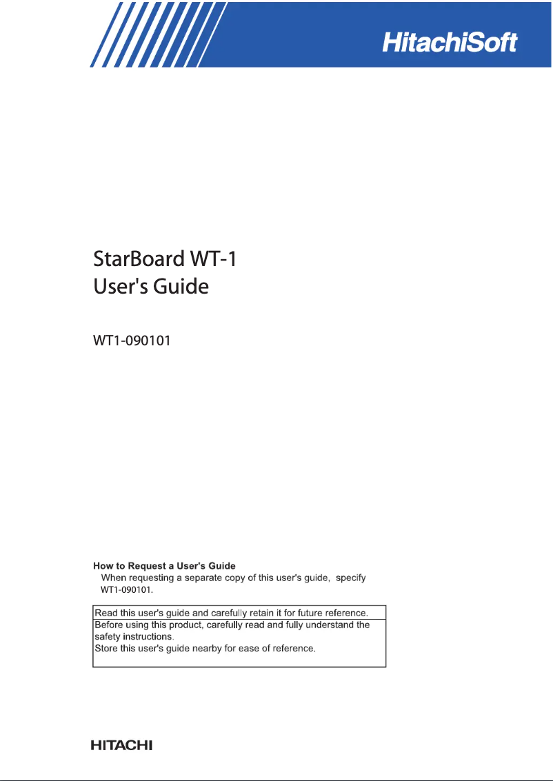 Page 1 de la notice Manuel utilisateur Hitachi StarBoard WT-1