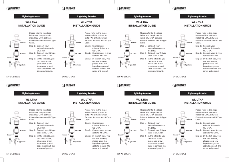 Page 1 de la notice Manuel utilisateur Planet WL-LTNA