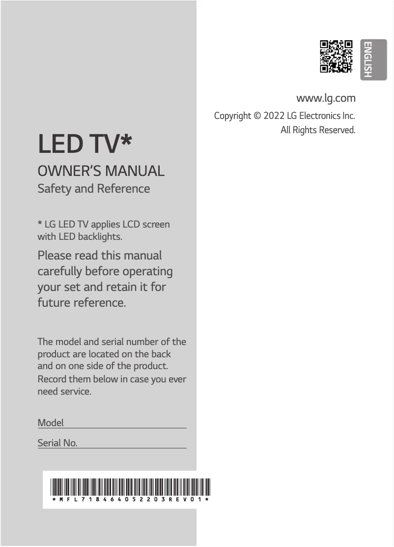 Page 1 de la notice Manuel utilisateur LG 75NANO816QA