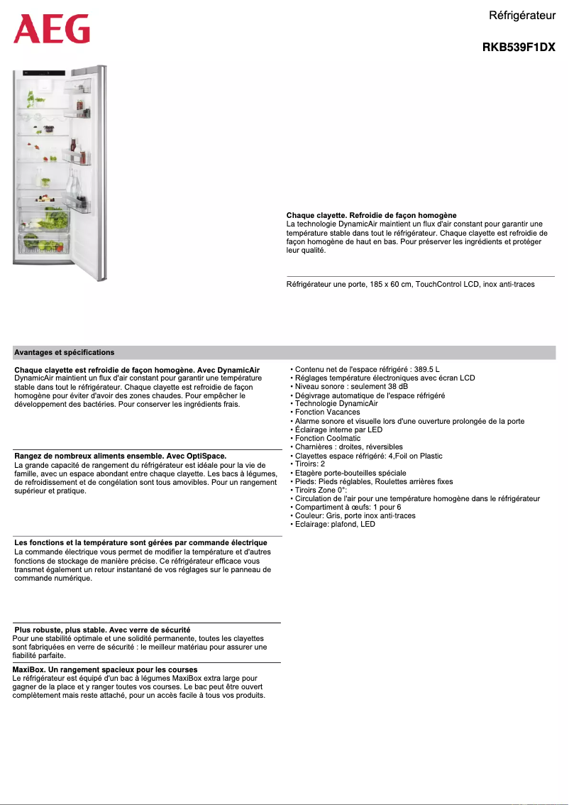 Page n°1 - Fiche technique AEG RKB539F1DX