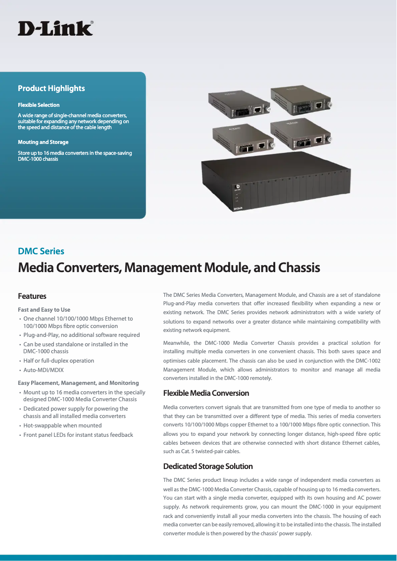 Page 1 de la notice Fiche technique D-Link DMC-515SC