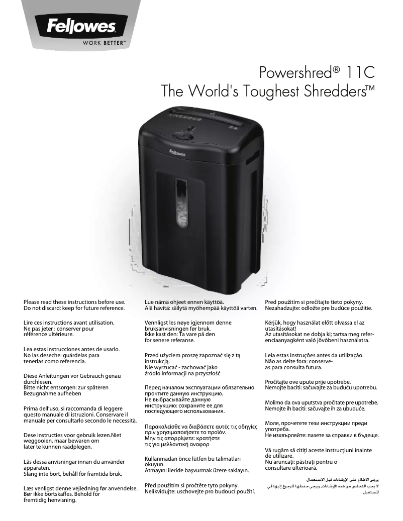 Página 1 del manual Manual de usuario Fellowes Powershred 11C