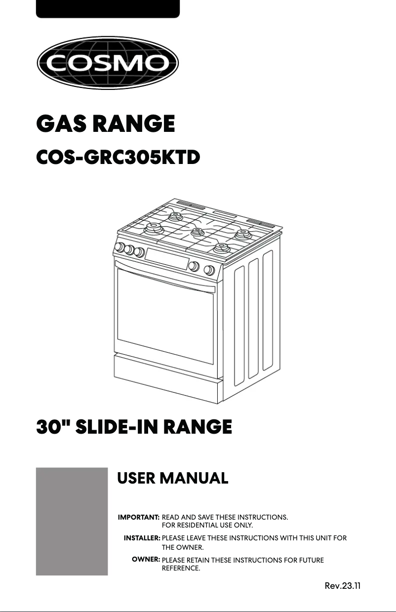 Página 1 del manual Manual de usuario Cosmo COS-GRC305KTD