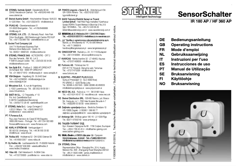 Page 1 de la notice Manuel utilisateur Steinel HF 360 AP