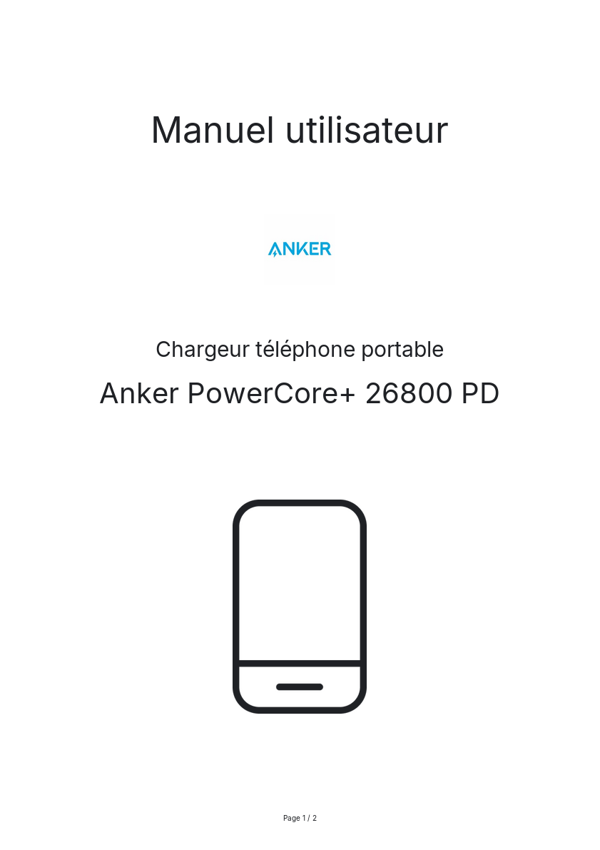 Image de la première page du manuel de l'appareil PowerCore+ 26800 PD