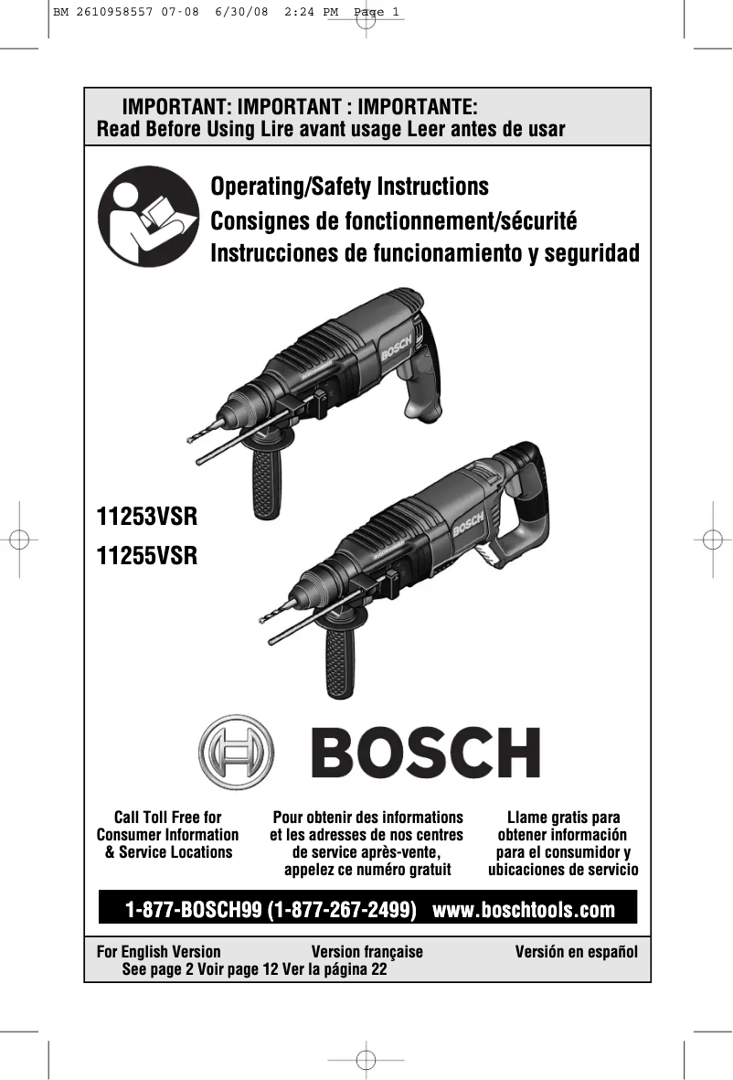 Page 1 de la notice Manuel utilisateur Bosch 11253VSR