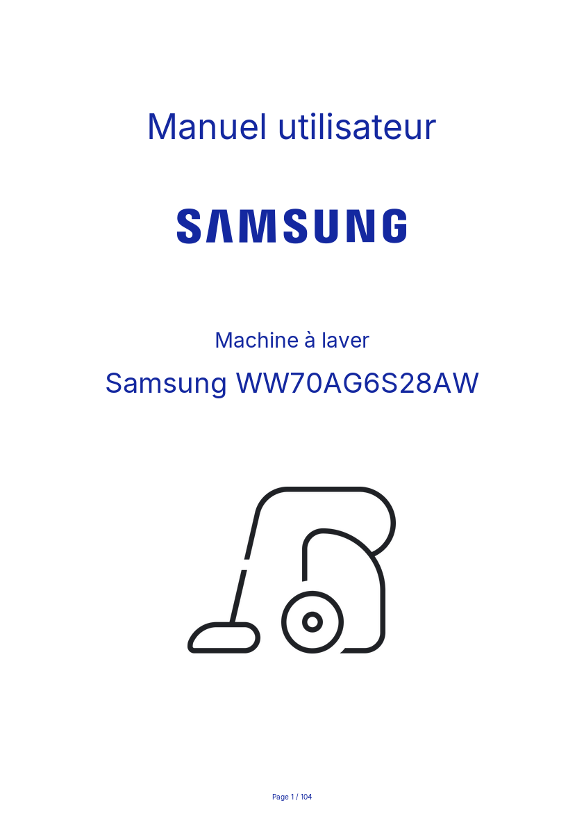 Page n°1 - Manuel utilisateur Samsung WW70AG6S28AW