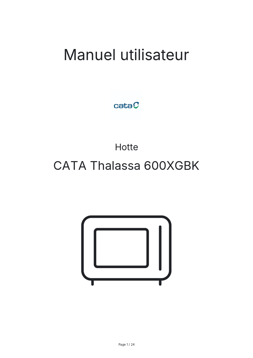 Page n°1 - Manuel utilisateur CATA Thalassa 600XGBK
