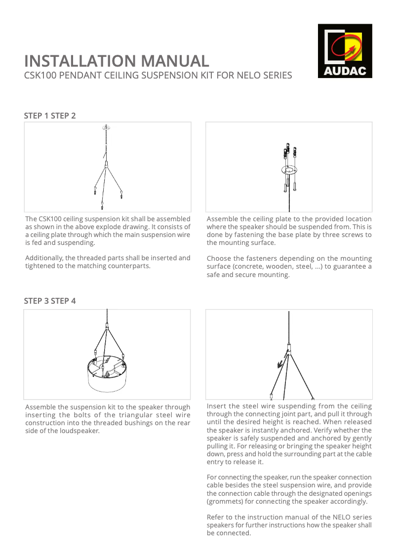 Page n°1 - Manuel utilisateur Audac CSK100