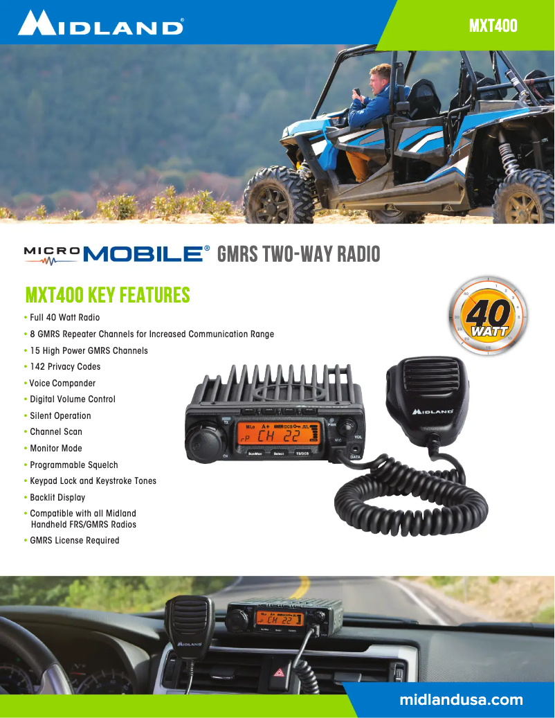 Page n°1 - Fiche technique Midland MicroMobile MXT400