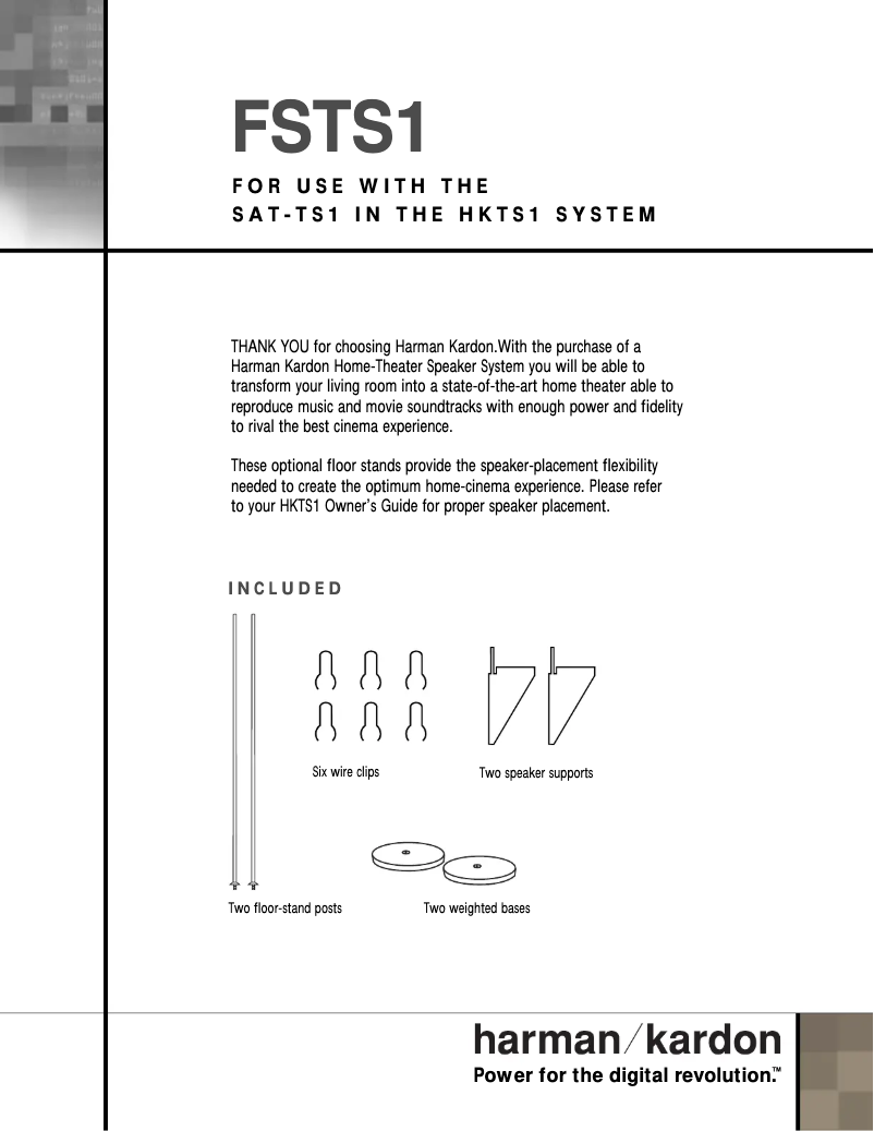 Page n°1 - Manuel utilisateur Harman Kardon FSTS1