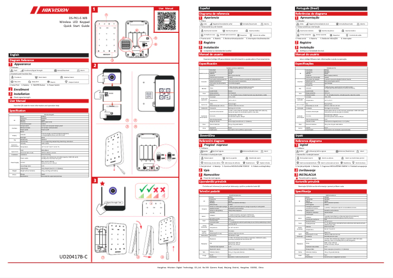 Page 1 de la notice Guide de démarrage rapide Hikvision DS-PK1-E-WB