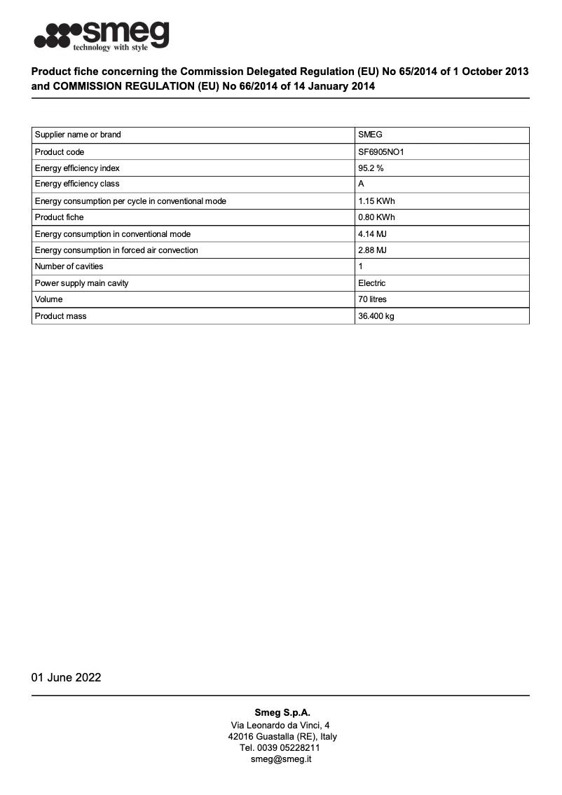 Page n°1 - Brochure Smeg SF6905NO1