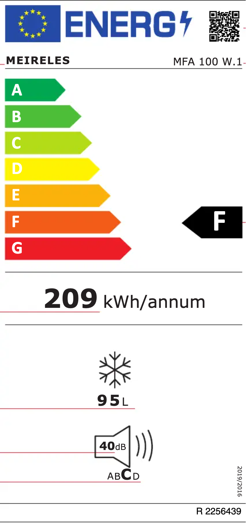 Page 1 de la notice Label énergétique Meireles MFA 100 W.1