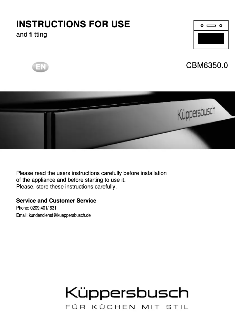 Page 1 de la notice Manuel utilisateur Küppersbusch CBM6350.0GPH6