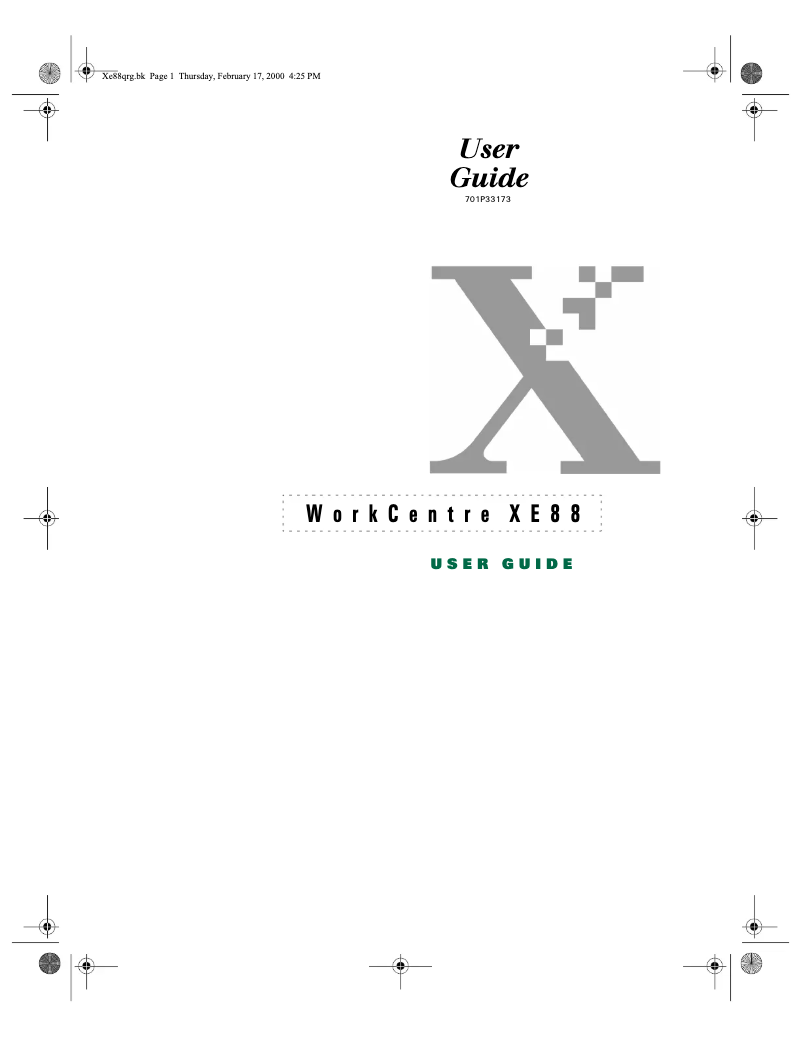 Page n°1 - Manuel utilisateur Xerox WorkCentre XE88