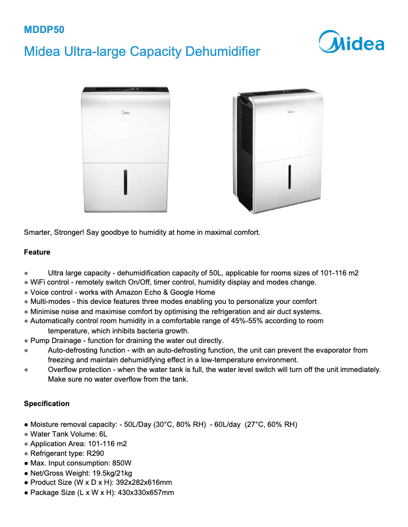 Imagen de la primera página del manual del dispositivo MDDP50