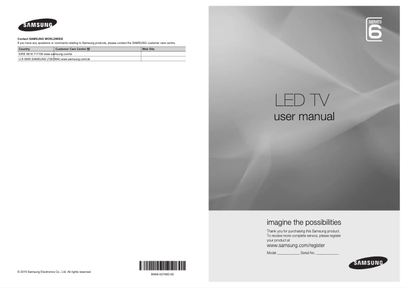 Page n°1 - Manuel utilisateur Samsung UE32C6600UP