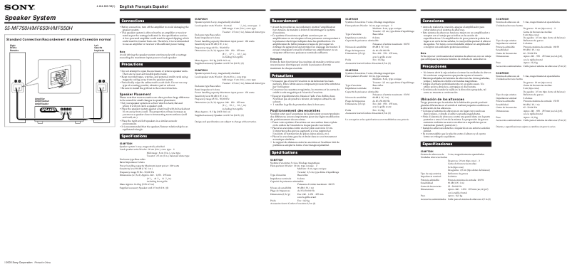 Page 1 de la notice Manuel utilisateur Sony SS-MF650H