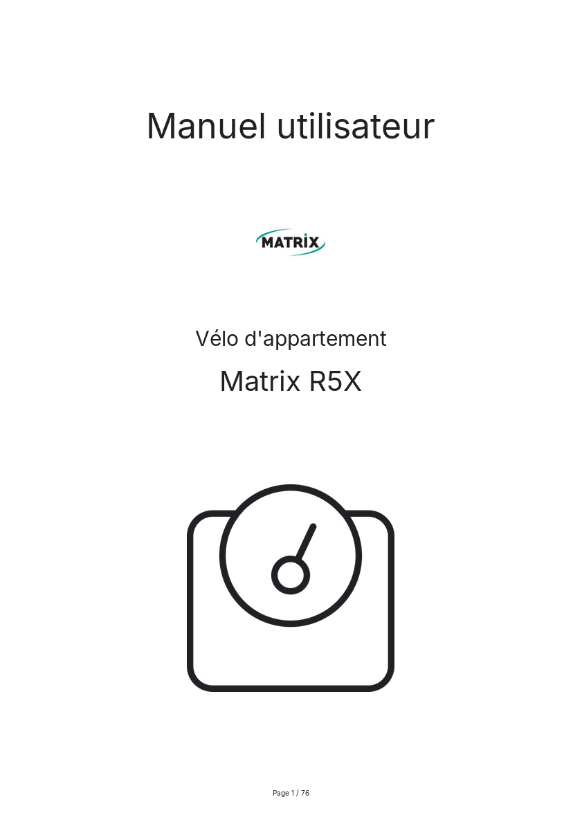 Page n°1 - Manuel utilisateur Matrix R5X