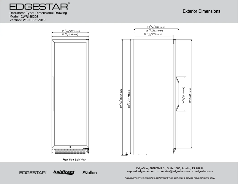 Page 1 de la notice Fiche technique EdgeStar CWR1552DZ