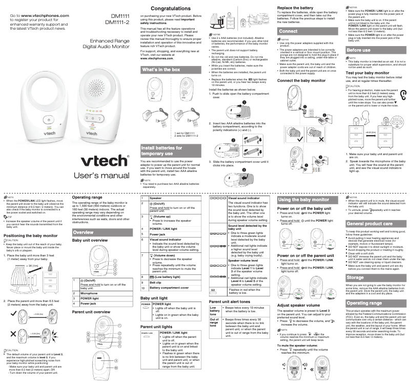Page 1 de la notice Manuel utilisateur Vtech DM1111