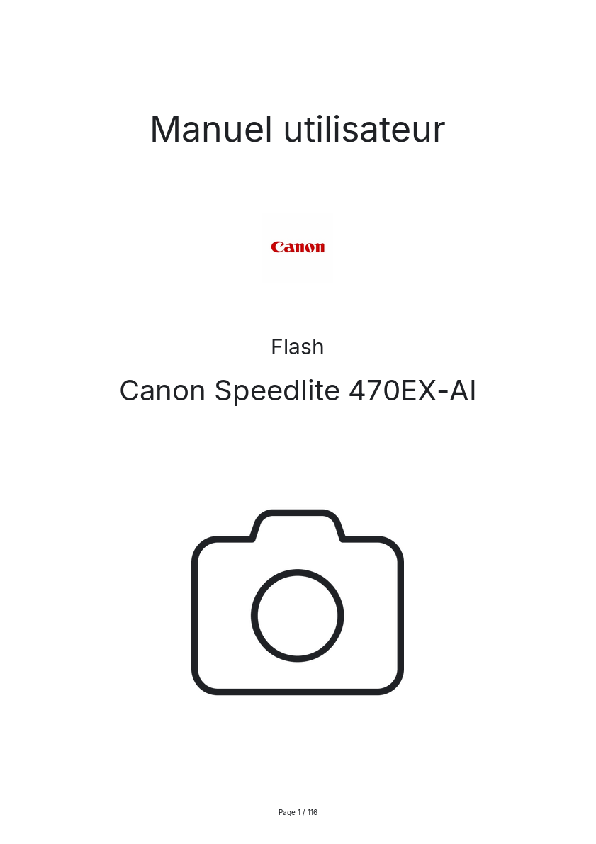 Page 1 de la notice Manuel utilisateur Canon Speedlite 470EX-AI