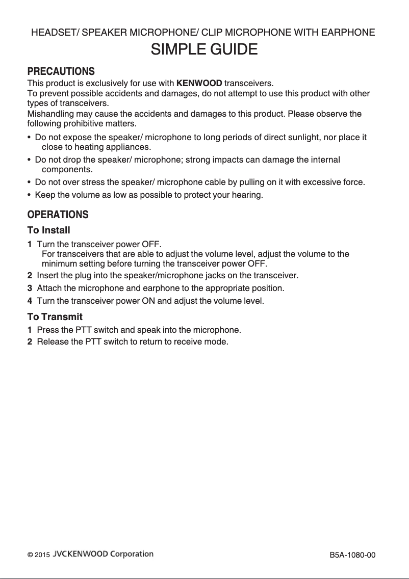 Page 1 de la notice Manuel utilisateur Kenwood KMC-45D