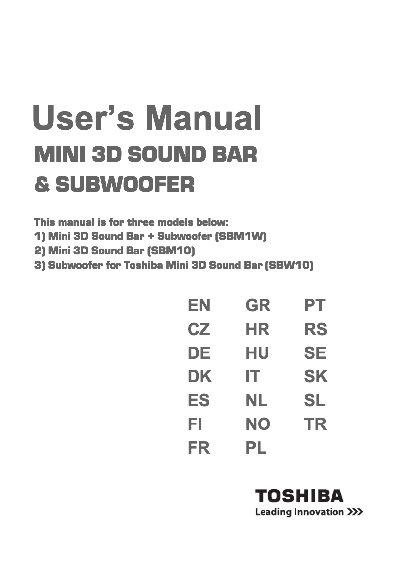 Page n°1 - Manuel utilisateur Toshiba SBM10